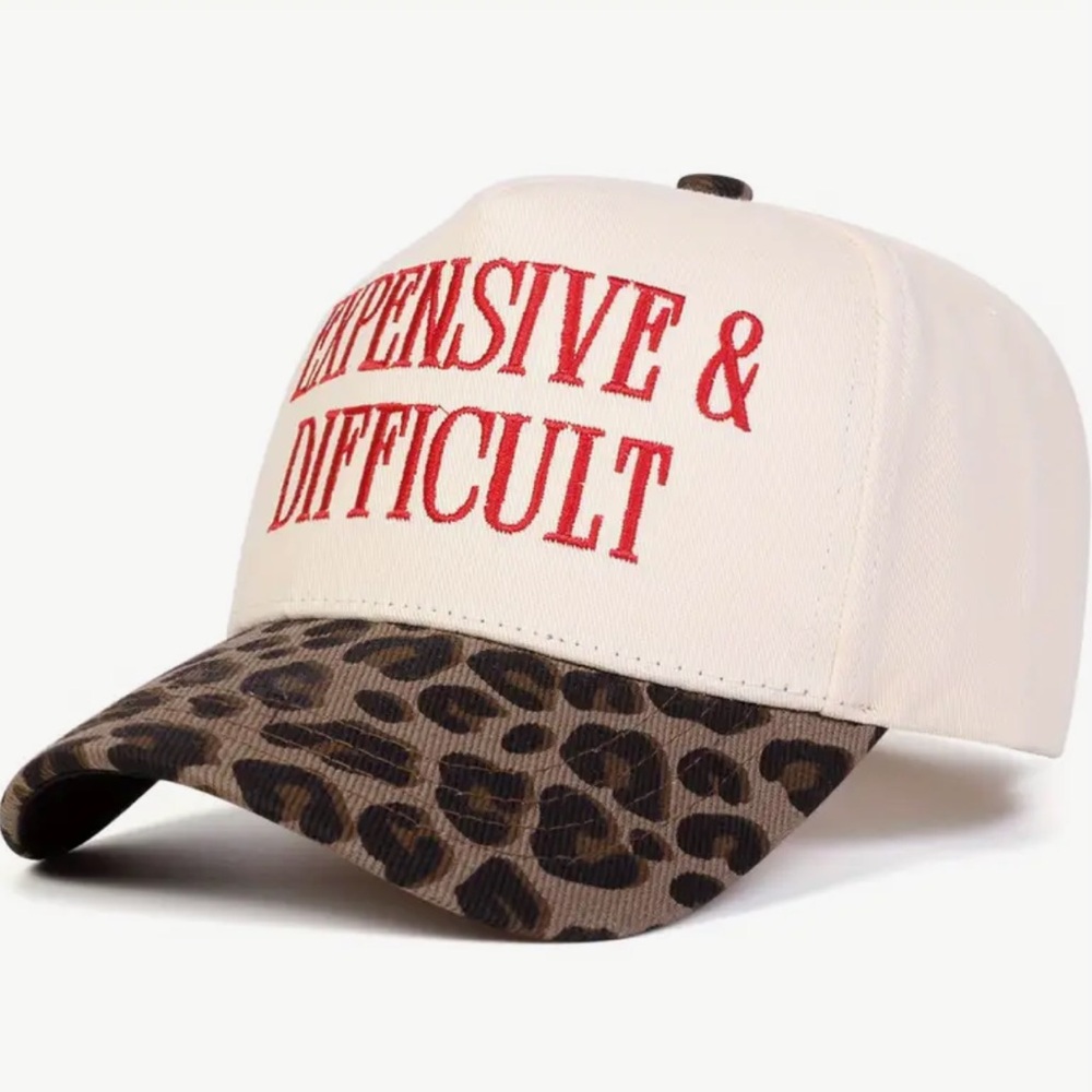 Expensive and Difficult Cream and Leopard or White and Pink Print Hat - Picture 4 of 9